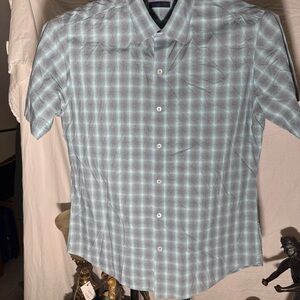 Zachary Prell Mint Blue Plaid Short-Sleeve Button-Down